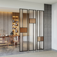 Cloison de séparation en verre et acier inoxydable pour salon, design d'intérieur