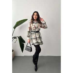 Wholesale Mint Lumberjack Shirt <b>Dress</b> Vintage Casual ODM Style <b>One</b> <b>Size</b> XS XL XXL XL Waisted Translucent Feature Ruffles - Product Image 3
