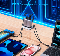 Chargeur mural rapide USB-C GaN Tommox 100W 65W multi-ports 3 ports, charge super rapide, chargeurs mobiles 70W pour téléphone, tablette, ordinateur portable