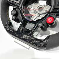 Volante Deportivo de Fibra de Carbono Forjado Plateado para Volkswagen MK7 MK6 MK5 Golf R GTI GTS GTD con Botón de Encendido, Botón de Modo y LED