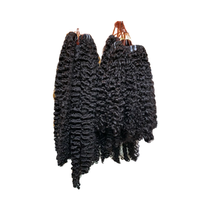 Extensions de cheveux naturels vietnamiens Remy en lots et perruques, longueur étirée de 14 pouces, frontal HD avec tissage de cheveux bouclés style birman - Product Image 1