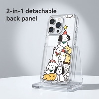 Coque de téléphone portable 2-en-1 transparente magnétique TPU+PC, antichoc, avec plaque arrière amovible, protection intégrale, personnalisable
