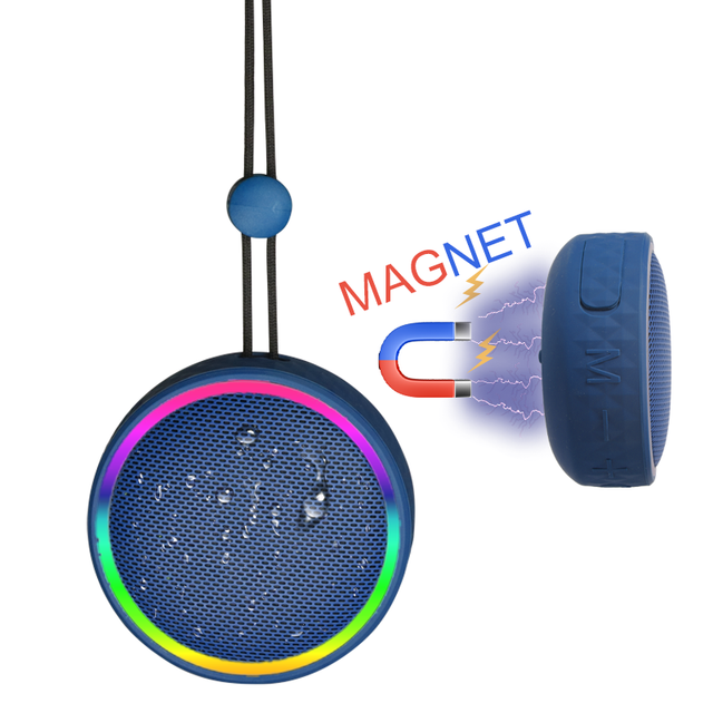 New Magnet Bathroom Blue Tooth Speaker with Suction Cup Waterproof Portable Small Audio Outdoor with Lanyard for Wholesale