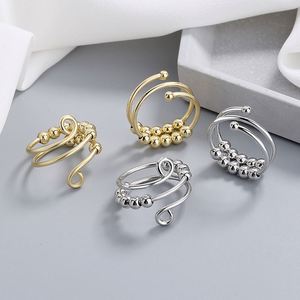 2022 New Arrival High Quality Sterling Silver <b>Ring</b> Meaningful <b>Stress</b> Relief <b>Ring</b> Unique Rotatable Bead <b>Ring</b> for Women Girls - Product Image 5