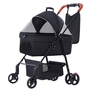 2025 Poussette pour chien personnalisée Poussette <span class=keywords><strong>double</strong></span> pliable pour animaux de compagnie avec support détachable, <span class=keywords><strong>chariot</strong></span> à 4 roues pour chien et chat avec panier de rangement - Product Image 3
