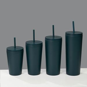 Tasse de voyage isotherme en acier inoxydable écologique et moderne de 12oz, 16oz, 20oz, 24oz avec paille et couvercles - Product Image 4