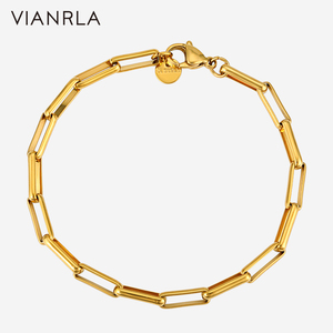 VIANRLA-Pulsera de acero inoxidable 316L para joyería, cadena con clip de papel, chapado en oro de 18 quilates, PVD - Product Image 1