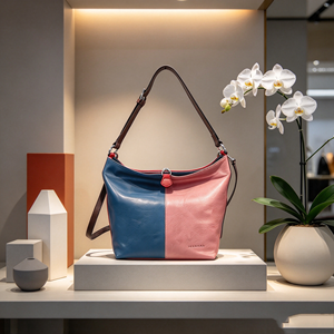 Sac à bandoulière bicolore pour femmes, sac à bandoulière réglable avec fermeture à glissière, sac à bandoulière souple pour femmes pour le quotidien - Product Image 3