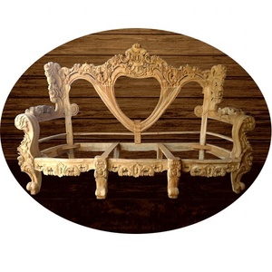 เก้าอี้โซฟาไม้สักแกะสลักเฟอร์นิเจอร์ห้องนั่งเล่นผลิตภัณฑ์ที่ยังไม่เสร็จ KD ไม่มีสีสำหรับชุดเฟอร์นิเจอร์ห้องนั่งเล่น29 - Product Image 1