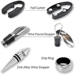 Tire-bouchon de Sommelier, Kit d'Ouverture de Bouteilles 3 ou 5 Pièces, Ensemble d'Accessoires pour le Vin, Coffret Cadeau, Ouvre-Bouteille à Vin - Product Image 3