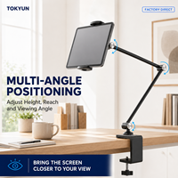 Soporte Giratorio de 360 Grados de Aleación de Aluminio para Tablet, con Abrazadera para Escritorio, Ajustable, para iPad, Tablet y Teléfono de 4.7-12.9 Pulgadas, de Fábrica OEM