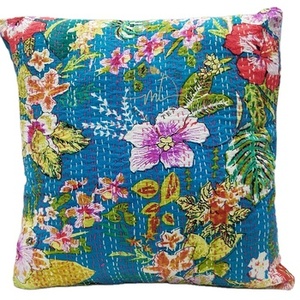 Housse de coussin en coton faite à la main, motif floral Kantha, imprimé Procian, décorative, personnalisable, douce, décoration d'intérieur - Product Image 4