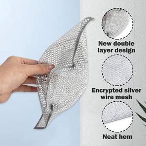 10 पीसी डबल-लेयर गैर खरोंच तार डिशटाट बहुउद्देशीय तार चमत्कार कपड़े धोने के लिए सूखे गीले सफाई धातु पकवान कपड़े - Product Image 3