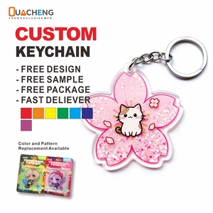 Customize Transparent Anime-themed Acrylic Keychains with Epoxy Process Available Wholesale Flower Cartoon Keychain