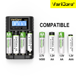 VariCore 高速 LCD All4 充電器 4 スロット AA/AAA 充電器 <span class=keywords><strong>1.2V</strong></span> <span class=keywords><strong>Ni</strong></span>-MH 1.5V/3.7V リチウムイオン充電式用 - Product Image 3