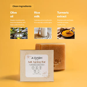 Jabón Antienvejecimiento de Cúrcuma y Leche de Arroz, Limpiador Facial y Corporal Natural para Aclarar la Piel, Limpiador Herbal Dorado, Tratamiento para un Brillo Juvenil - Product Image 4