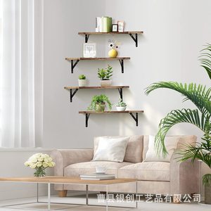 Wooden Corner Floating <b>Shelf</b> 4 Layers <b>Wall</b> <b>Mounted</b> Irregular Shape Multipurpose Storage Rack - Product Image 2