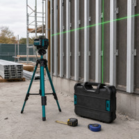 Niveau laser à faisceau vert avec trépied pour le nivellement des briques et les travaux de construction de murs de jardin sur site