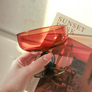 Bol en verre soufflé à la main, transparent et résistant à la chaleur, à pied haut, pour desserts, yaourts, sucre, eau, taro et crème glacée – Design moderne pour la maison - Product Image 5