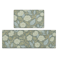 Tapis de sol antidérapant double face imperméable et anti-graisse pour cuisine domestique, avec motif plantes et fleurs