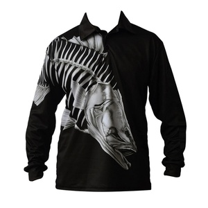เสื้อยืดตกปลาพิมพ์ลายปลากรูปเปอร์ ปักโลโก้ตามสั่ง สำหรับผู้ชาย แบบติดกระดุม - Product Image 1