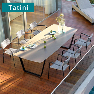 Открытый набор столов и стульев для отдыха, гостиничные курорты, ресторан, металлический стол, вилла, двор, сад, водонепроницаемый длинный стол - Product Image 1