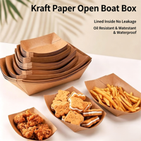 Boîte en papier kraft de qualité alimentaire, pliable, avec plateau ouvert, assiette de barbecue, boîte d'emballage pour frites/burgers/desserts.