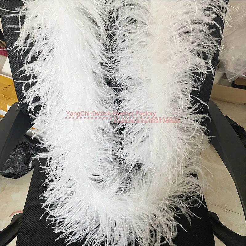高品質のフェザーホワイトフェザートリム2プライ2メートルダチョウフェザーボアトリミングドレス女性パジャマバッグ