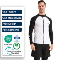Camiseta de Protección Solar UPF50+ con Cierre Frontal, Manga Larga, Raglán, Secado Rápido, Transpirable, Elástica en 4 Direcciones, para Surf