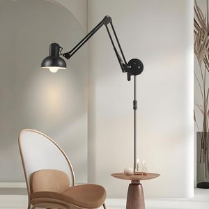 LED 7W Modern AC Powered Reading Light E27 Switch Control Black Adjustable Long Arm Desk Table Lamps for Student Study - Product Image 2