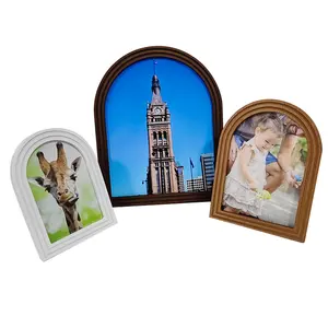 Decorative Photo Frame Design Vertical Curved Wooden Wholesale New Iron Retro Home Deco Silk Screen Printing 3 Inch Photo Frame
