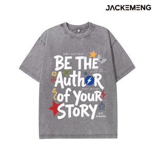 เสื้อยืดผ้าฝ้ายโอเวอร์ไซซ์ซักได้เป็นผู้เขียนบทเรื่องของคุณทาสีลายดาวผีเสื้อสายฟ้าลายสตรีทแวร์ย้อนยุคทุกวัน - Product Image 2