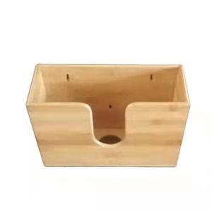 Wooden Wall <b>Mounted</b> Tissue Box Holder Bamboo Material No Drill Required Rectangular Minimalist Design For Bathroom Kitchen - Product Image 4