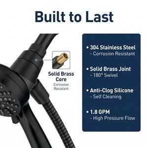 Pommeau <span class=keywords><strong>de</strong></span> douche portable détachable 6 fonctions avec fonction pause, massage et tuyau <span class=keywords><strong>de</strong></span> 60 pouces pour <span class=keywords><strong>salle</strong></span> <span class=keywords><strong>de</strong></span> <span class=keywords><strong>bain</strong></span> d'hôtel et usage quotidien - Product Image 5