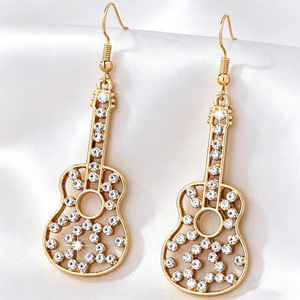 Guitar Shape Drop <b>Earrings</b> With Diamond Inlay For Women Party Fashion Jewelry Stainless Steel Ear <b>Post</b> EH5705 - Product Image 3