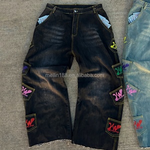 Fabricant de jeans pour hommes sur mesure, impression DTG, multi-poches, style vintage, denim délavé, effet usé - Product Image 5