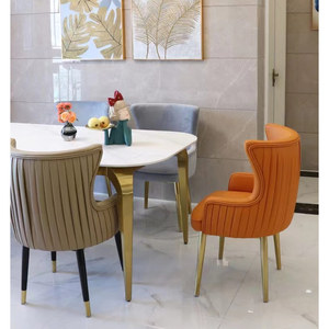 Comedor <span class=keywords><strong>Roma</strong></span> Creative Single Tea Shop Tela Terciopelo Patas de metal Sillas de comedor - Product Image 3