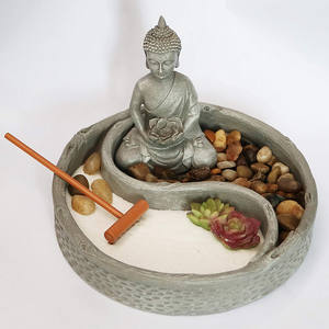 Kit de <span class=keywords><strong>jardin</strong></span> de bureau <span class=keywords><strong>Mini</strong></span> <span class=keywords><strong>Zen</strong></span> avec Figurines de Lotus, Figurines de bouddha, <span class=keywords><strong>râteau</strong></span> et roches de rivière de sable naturel, ensemble cadeau pour la maison et le bureau - Product Image 4