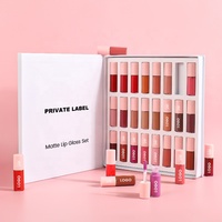 24Pcs Set de Rouge à Lèvres Liquide Mat Personnalisé Set de Maquillage Longue Durée Kit de Cadeaux Brillant à Lèvres Kit de Brillant à Lèvres Imperméable Nude