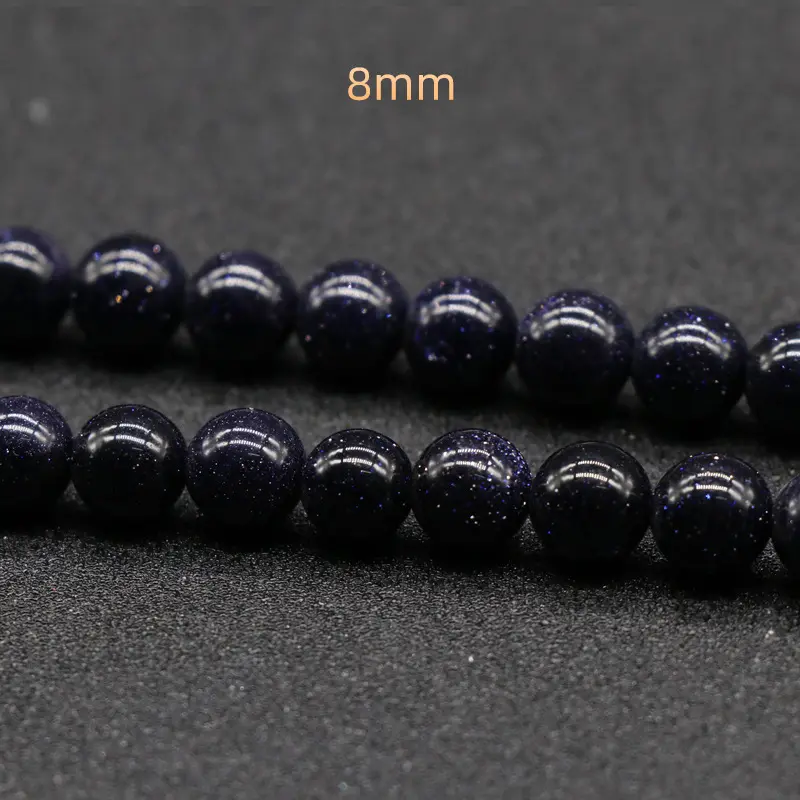 Diy permata grosir batu akik alami buatan tangan batu pasir biru 8mm kristal batu permata gelang