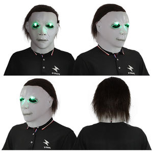 Máscara <span class=keywords><strong>de</strong></span> pánico <span class=keywords><strong>de</strong></span> luz <span class=keywords><strong>de</strong></span> luna para adultos personalizada para fiesta Michael Myers Mcmel Sign Night-eye Mask New Halloween Movie Horror Latex Major Mask - Product Image 4