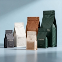Sac à café mat doux au toucher personnalisé CM avec rainurage laser et valve à fermeture éclair pour café en grains et café moulu 340g