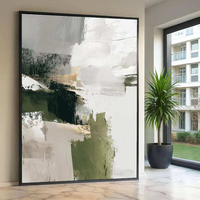 Peinture acrylique abstraite texturée épaisse moderne verte et noire de grande taille encadrée personnalisable pour la décoration murale de la maison et du salon