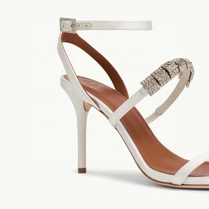 Sandalias de Tacón Alto con Pedrería para Mujer, Color Blanco, Personalizadas, con Correa en el Tobillo, Zapatos de Tacón de Aguja para Vestido de Novia - Product Image 3