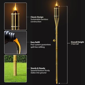 Lampes <span class=keywords><strong>à</strong></span> <span class=keywords><strong>huile</strong></span> en bambou, 4 pieds de haut, <span class=keywords><strong>pour</strong></span> l'extérieur, écologiques, durables, parfaites <span class=keywords><strong>pour</strong></span> les fêtes, le camping, la décoration, l'utilisation en soirée en plein air - Product Image 6