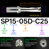 Foret U 4D SP en acier H13 de qualité supérieure, haute précision, compatible avec les plaquettes SPMG, pour le perçage indexable et le traitement d'objets complexes