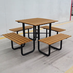 Fábrica al por mayor muebles de patio al aire libre <span class=keywords><strong>mesa</strong></span> de jardín de parque de picnic de madera <span class=keywords><strong>con</strong></span> un agujero de paraguas - Product Image 3