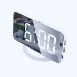 Relógio eletrônico de plástico automático, leve-sensível ao quarto, espelho de acordar, simples, quarto de mesa, eletrônico/