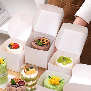 Boîte à gâteaux mousse exquise en carton blanc biodégradable, pliable, carrée, petite, pour cadeaux et collations, vente en gros - Product Image 2