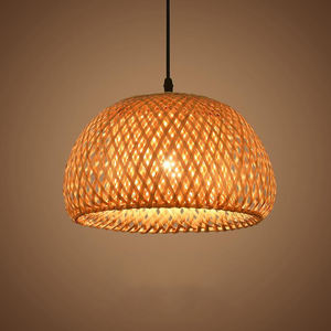 Creativa pantalla de bambú arte candelabro restaurante ratán Led colgante lámpara bar ventana - Product Image 6